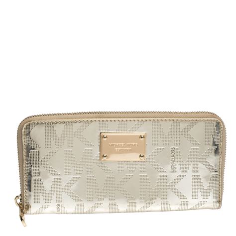 michael kors gold foil mirrored zip-around wallet|Michael Kors Zip Around Wallets .